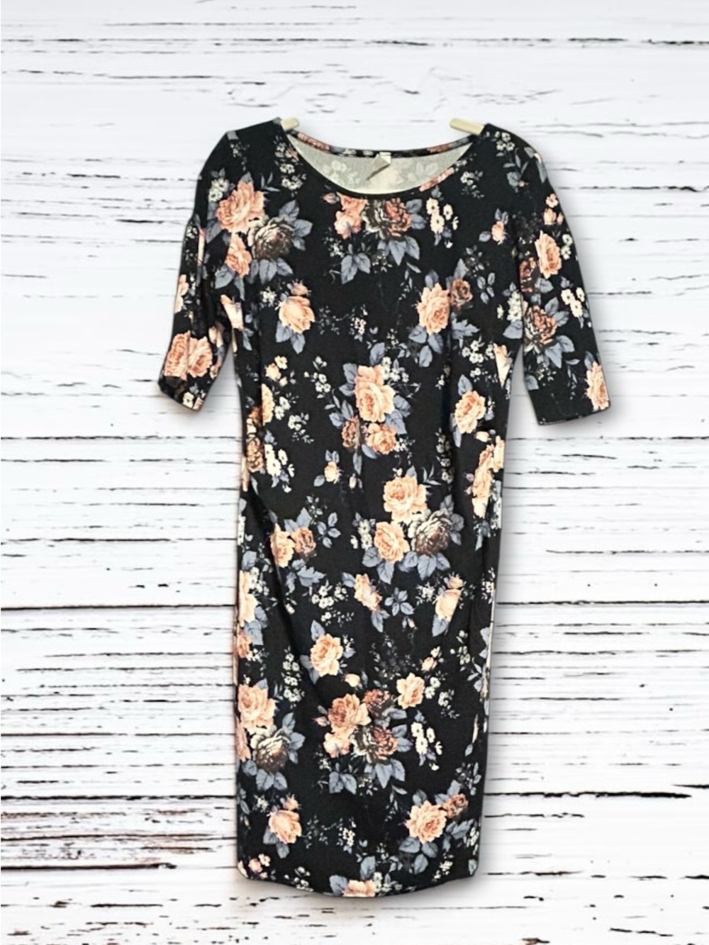 PinkBlush Black Floral Midi Dress Size Juniors Large